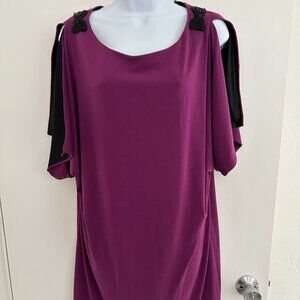 Purple Cold Shoulder Career Dress, Size Large